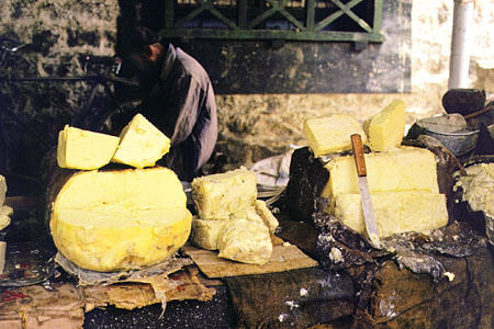 Yak cheese for sale in Tibet. China.