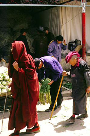 People in the market in Lhasa, Tibet. China.