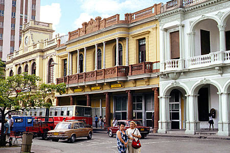 Buildings on Parque Vidal square in Villa Clara. Cuba.