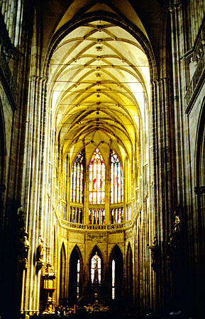 Interior of St Vitus's Cathedral in Prague. Czech Republic.