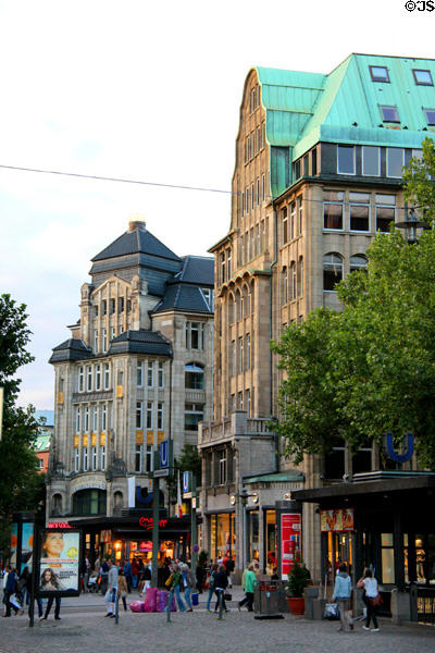 Pedestrian shopping area at Mönckebergstraße U-Bahn station. Hamburg, Germany.