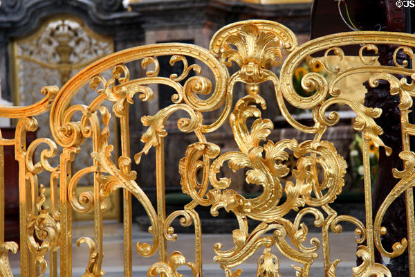 Gilded ornate grill at St Michael's Church. Hamburg, Germany.