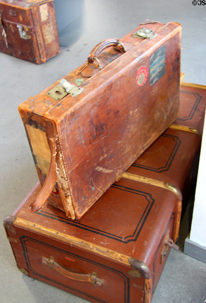 Luggage like that used by emigrants at Emigration Museum BallinStadt. Hamburg, Germany.
