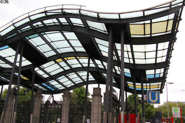 Modern roof on entrance to U-Bahn station. Hamburg, Germany.