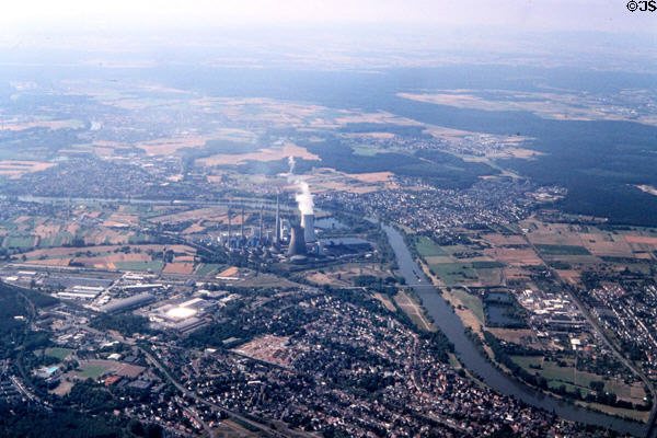 Aerial view of Staudinger power plant east of Frankfurt am Main. Germany.