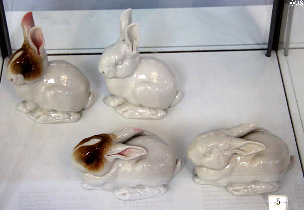 Young rabbit figurines (1937) by Theodor Kärner for Allach Porzellan at German Hunting & Fishing Museum. Munich, Germany.