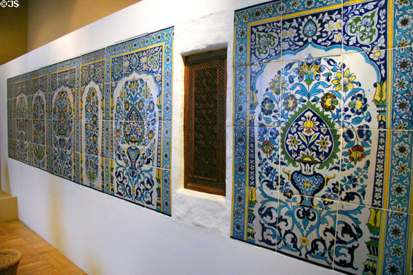 Muslim flower-pattern ceramic tiles at Five Continents Museum. Munich, Germany.
