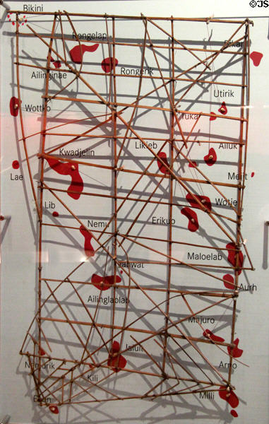 Navigation stick chart from Marshall Islands Micronesia at Five Continents Museum. Munich, Germany.