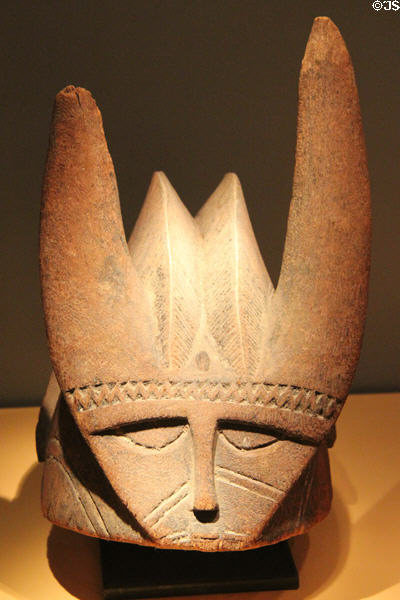 Carved helmet mask (early 20thC) from Wara culture of Burkina Faso at Five Continents Museum. Munich, Germany.