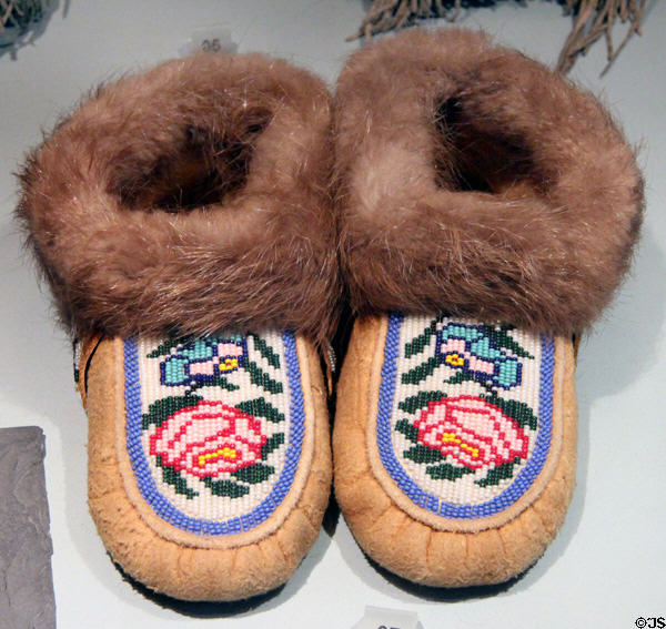 Beaded native Moccasins (1976) from western Canada at Five Continents Museum. Munich, Germany.