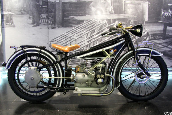 BMW R32 motorcycle (1923-6) at BMW Museum. Munich, Germany.
