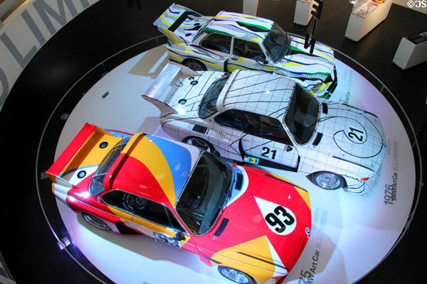 BMW art racing cars (1970s) painted by famous artists at BMW Museum. Munich, Germany.
