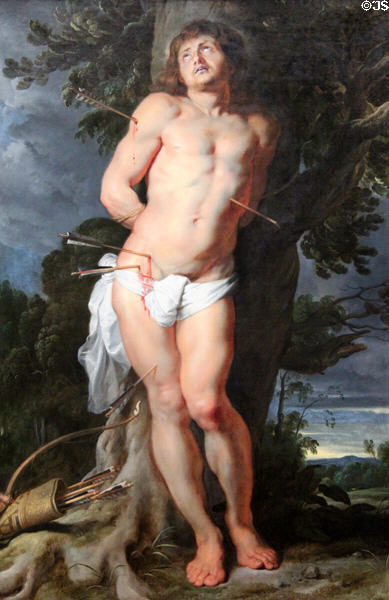 St Sebastian painting (c1618) by Peter Paul Rubens at Berlin Gemaldegalerie. Berlin, Germany.