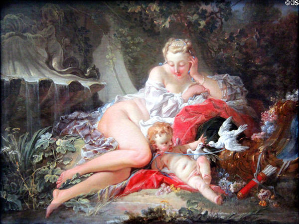 Venus & Amor painting (1742) by François Boucher at Berlin Gemaldegalerie. Berlin, Germany.