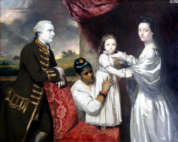 Portrait of George Clive & Family with Indian Servant (c1765-6) by Sir Joshua Reynolds at Berlin Gemaldegalerie. Berlin, Germany.