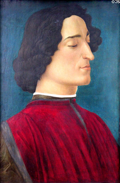 Portrait of Giuliano de'Medici (before 1478) by Sandro Botticelli at Berlin Gemaldegalerie. Berlin, Germany.