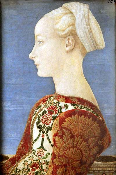 Profile portrait of a young woman (c1465) by Piero del Pollaiuolo at Berlin Gemaldegalerie. Berlin, Germany.