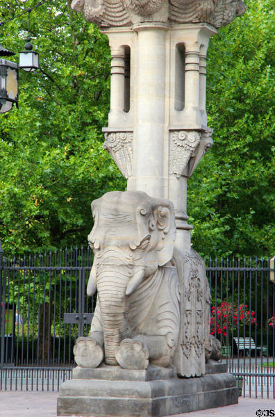 Detail of Oriental style elephant gate at Berlin Zoo. Berlin, Germany.