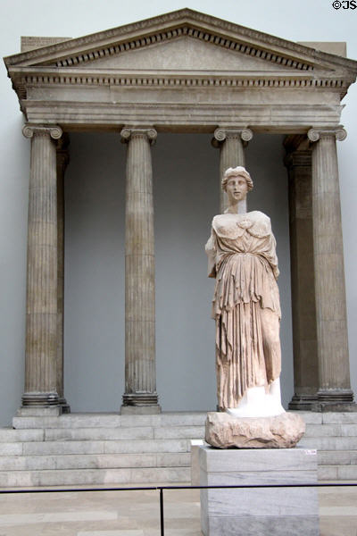 Temple of Zeus Sosipolis with original fragments (2ndC BCE) plus statue at Pergamon Museum. Berlin, Germany.