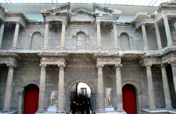 Reconstructed Roman Market Gate of Miletus in Western Anatolia (c100 CE) at Pergamon Museum. Berlin, Germany.