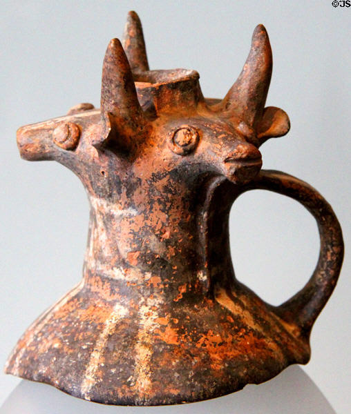 Ceramic spouted vessel (16th-13thC BCE) from Cyprus at Neues Museum. Berlin, Germany.