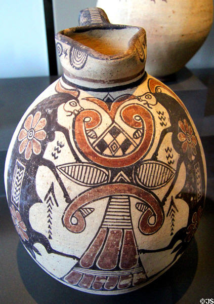 Ceramic jug with red & black painting of goats? (8th-6thC BCE) from Cyprus at Neues Museum. Berlin, Germany.