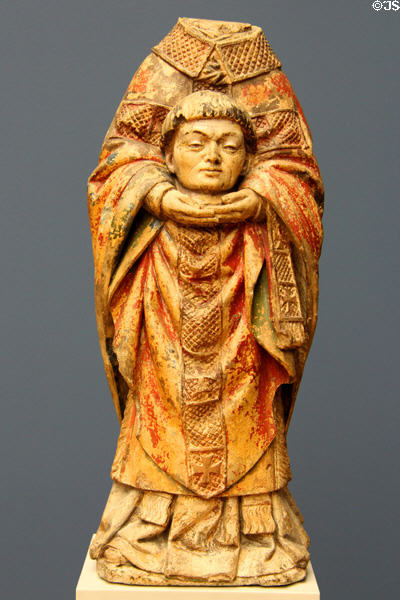 St Dionysius stone carving (c1460-70) by Antoine Le Moiturier at Bode Museum. Berlin, Germany.