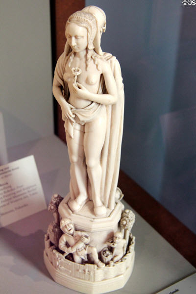 Beauty half of Vanity ivory carving (16thC) from France or Netherlands at Bode Museum. Berlin, Germany.