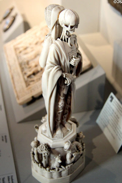 Death half of Vanity ivory carving (16thC) from France or Netherlands at Bode Museum. Berlin, Germany.