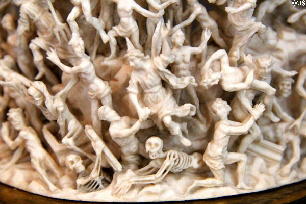 Detail of Last Judgment ivory carving (1st half 18thC) from Naples at Bode Museum. Berlin, Germany.