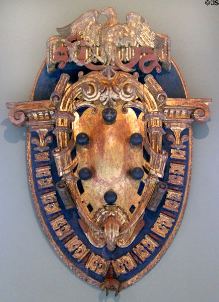 Medici Coat of Arms woodcarving (c1650) from Florence at Bode Museum. Berlin, Germany.
