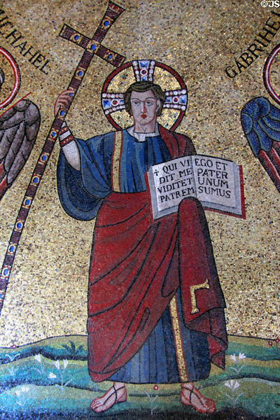 Detail of Christ victorious on apse mosaic from Ravenna (545) at Bode Museum. Berlin, Germany.