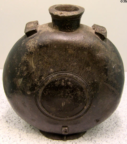 Tin water flask (early 15thC) from Köln at German Historical Museum. Berlin, Germany.