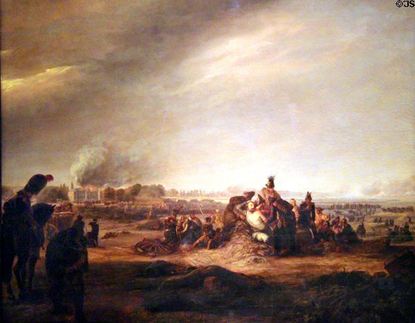 Battle of Dresden on Aug. 26-27, 1813 where outnumbered French defeated Germanic forces who went on to reverse loss three days later painting (after 1813) by Julius Ferdinand Wilhelm Sattler at German Historical Museum. Berlin, Germany.