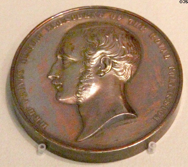 Bronze medal for participants awarded at 1851 London World's Fair made by William Wyon of London at German Historical Museum. Berlin, Germany.