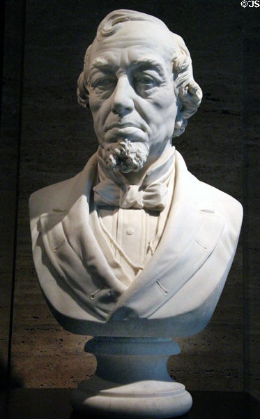 Benjamin Disraeli (1804-81) British PM, who gave support to German unification during Franco-Prussian war, marble bust (c1880) by Samuel James Bouverie Haydon at German Historical Museum. Berlin, Germany.