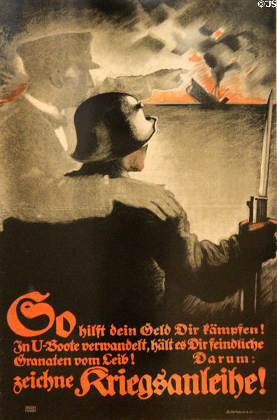 Austrian war bond sales poster (1917) by Julius Klinger of Vienna at German Historical Museum. Berlin, Germany.