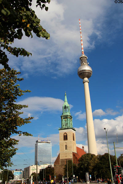 Park Inn, St Mary's Church & Berlin Television Tower. Berlin, Germany.