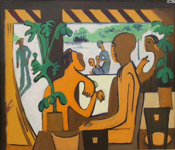 Brown Figures in a Café painting (1928-9) by Ernst Ludwig Kirchner at Ludwig Museum. Köln, Germany.