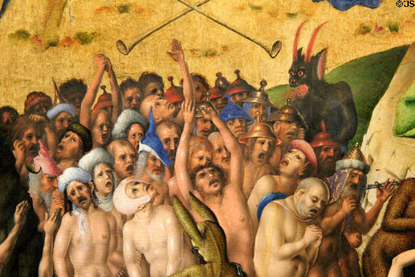Detail of wicked condemned to Hell of The Last Judgment painting (c1435) by Stefan Locher at Wallraf-Richartz Museum at Wallraf-Richartz Museum. Köln, Germany.