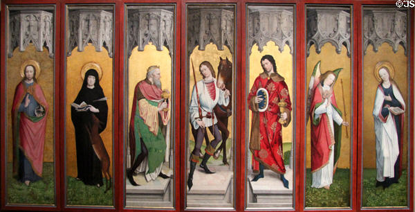 Panels from Polyptych (c1485) by Meister der Georgslegende and Workshop in Köln at Wallraf-Richartz Museum. Köln, Germany.