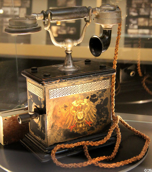 Vintage telephone used by German Post Office (1915-25). Aachen, Germany.