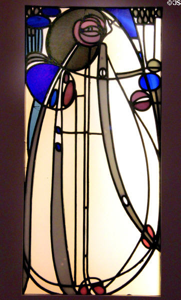 Stained glass window (c1901) from Muthesius Home in Berlin by Charles Rennie Mackintosh (Glasgow) at Hamburg Decorative Arts Museum. Hamburg, Germany.