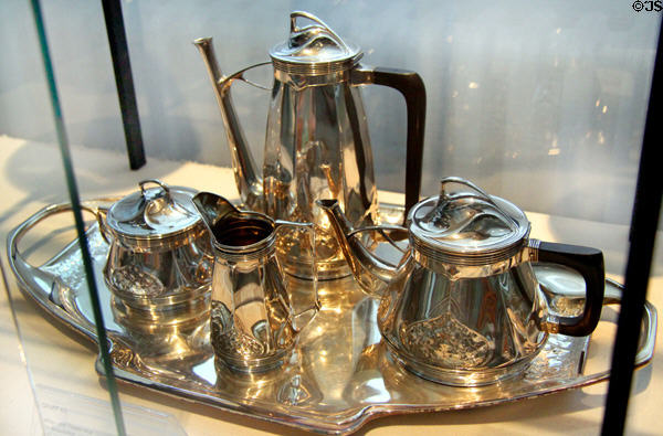 Art Nouveau coffee & tea service (c1903) manufactured by Orivit AG Germany at Hamburg Decorative Arts Museum. Hamburg, Germany.