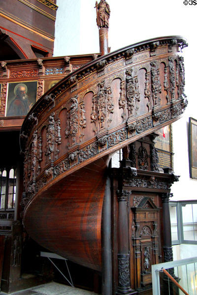Organ loft spiral staircase at St Jacob's Church. Lübeck, Germany.
