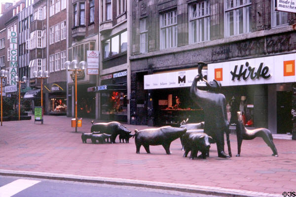 Pig Herder sculpture (1974) by Peter Lehmann (on Sögestrasse). Bremen, Germany.