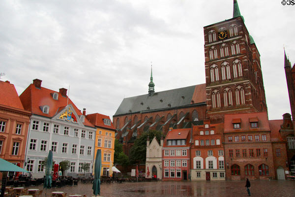 Old Market Square with St Nicholas' Church. Stralsund, Germany.