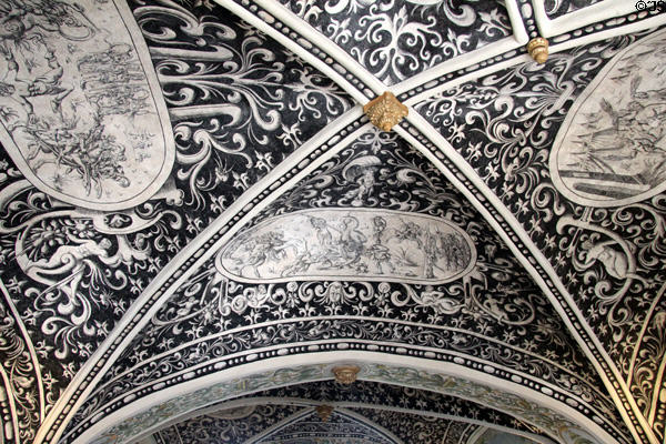 Stag Hall ceiling with scenes of Titus Livius' History of Rome at Gottorf Palace. Schleswig, Germany.
