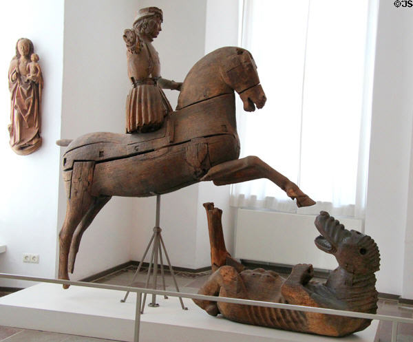 St George wood carving (c1500) at Schleswig Holstein State Museum. Schleswig, Germany.