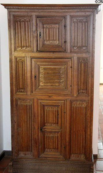 Carved Germanic cupboard (16thC) at Schleswig Holstein State Museum. Schleswig, Germany.